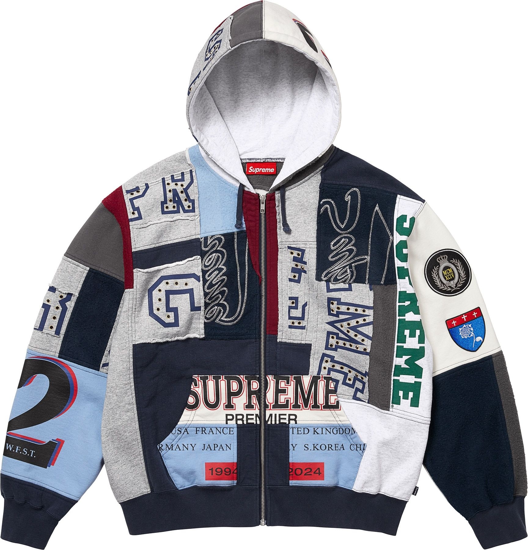 Patchwork Zip Up Hooded Sweatshirt view 5